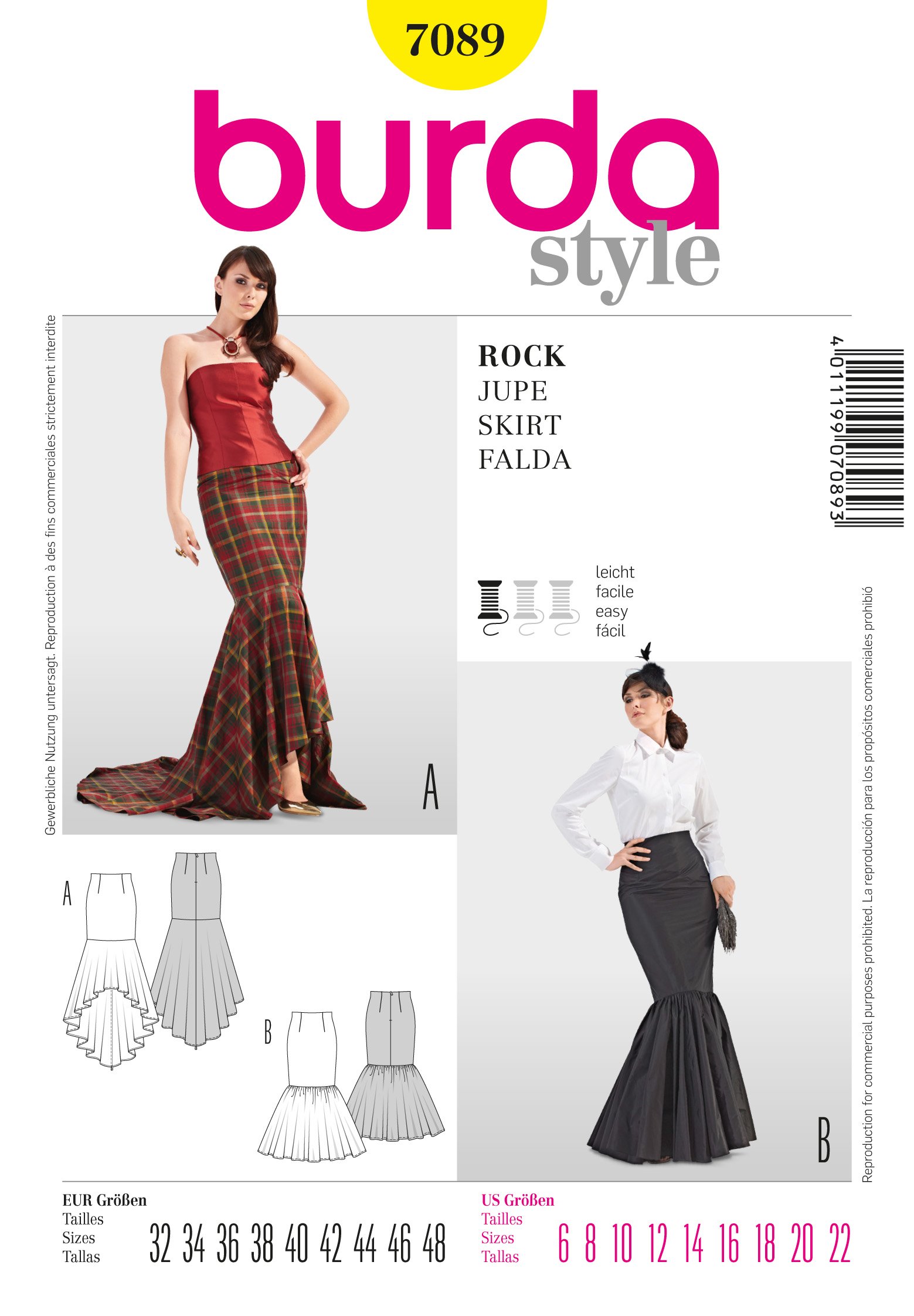 Patron Burda 7089 Jupe